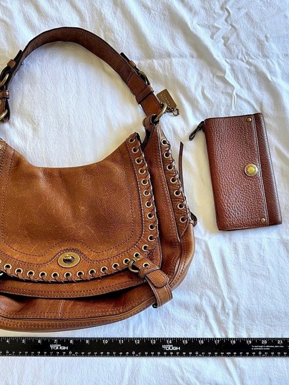 Coach Abbey Leather Flap Hobo Handbag (SKU 32819 / 10971) w/ Wallet & Dust Bag